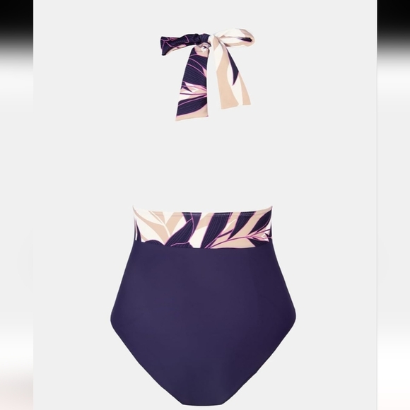 CUPSHE Women V Neck One Piece Swimsuit Halter Ruched Tummy Control XL NWT - Picture 8 of 9